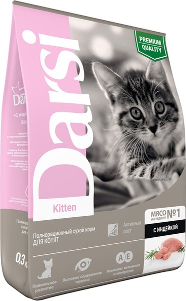 Сухой корм для кошек Darsi Kitten С индейкой / 63321 (300г)