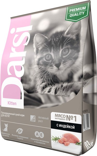 Сухой корм для кошек Darsi Kitten С индейкой / 63321 (300г)