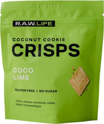 Протеиновое печенье R.A.W. Life Crisps Coco Lime Крекер Кокос - Лайм (35г) - 