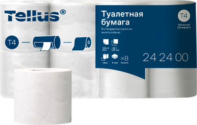Туалетная бумага Tellus Трехслойная / 24240027 (8рул) - 