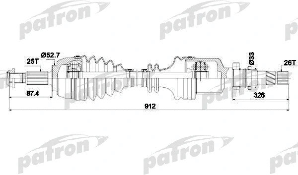 Приводной вал Patron PDS0436