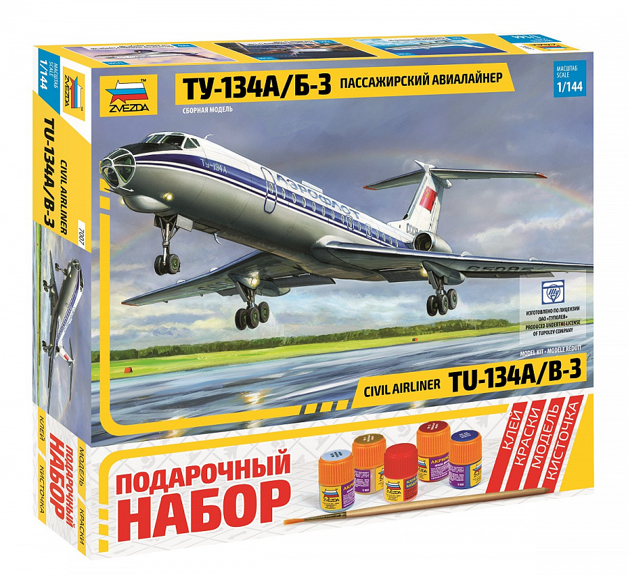 Сборная модель Звезда Пассажирский авиалайнер Ту-134А/Б-3 / 7007П