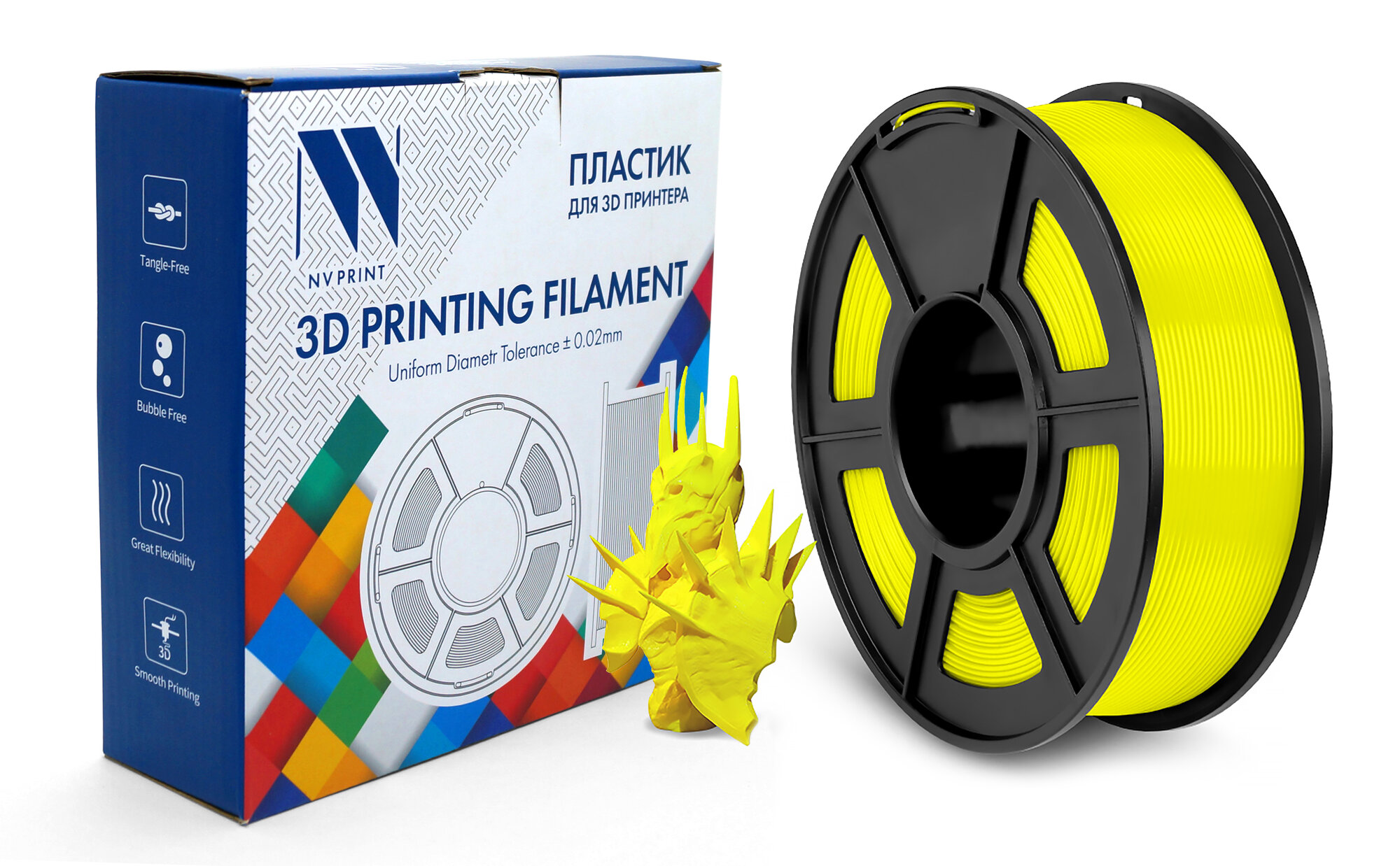 Пластик для 3D-печати NV Print NV-3D-PLA-YELLOW (1.75мм, 1кг, желтый) — фото 2