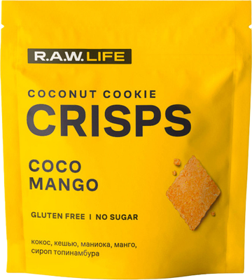 Протеиновое печенье R.A.W. Life Crisps Coco Mango Крекр Манго (35г) - 