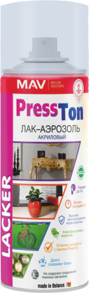 Лак MAV PressTon Акриловый / 04333-270 (520мл, бесцветный глянцевый)