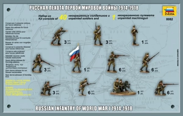 Сборная модель Звезда Русская пехота Первой мировой войны / 8082 — фото 2