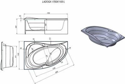 Ванна акриловая Alex Baitler Ladoga L 170x110