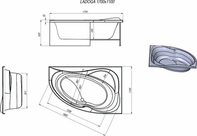 Ванна акриловая Alex Baitler Ladoga R 170x110