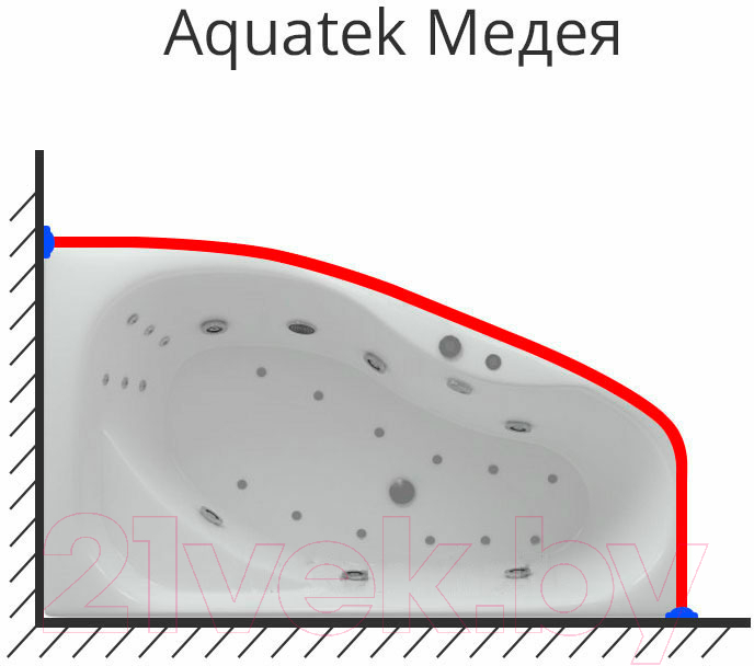 Карниз для ванны Aquatek Медея 50-95x170 / KARN-0000015