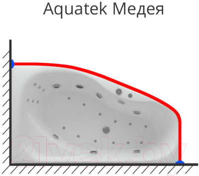 Карниз для ванны Aquatek Медея 50-95x170 / KARN-0000015