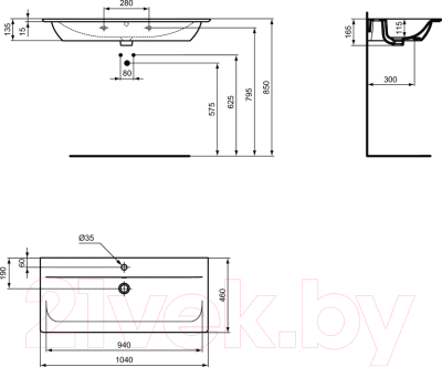 Умывальник Ideal Standard Tesi Vanity E027401