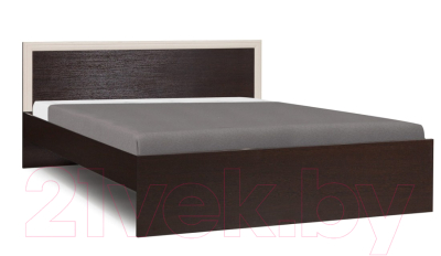 Двуспальная кровать Олмеко 21.53-01 с настилом (венге/дуб линдберг)