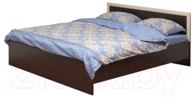 Полуторная кровать Олмеко 21.52-01 с настилом (венге/дуб линдберг)