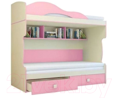 Двухъярусная кровать детская Горизонт Мебель Радуга (фламинго)