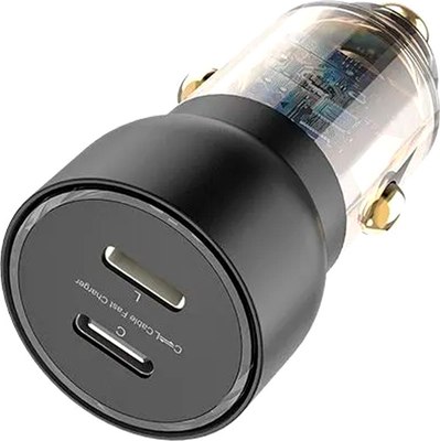 

Адаптер питания автомобильный, Type-C + Lightning 30W+30W BK / EOF-F603-BK