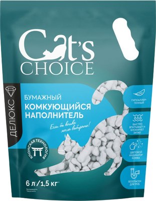 Наполнитель для туалета Cat's choice Комкующийся бумажный с цветовым индикатором (6л/1.5кг) - 