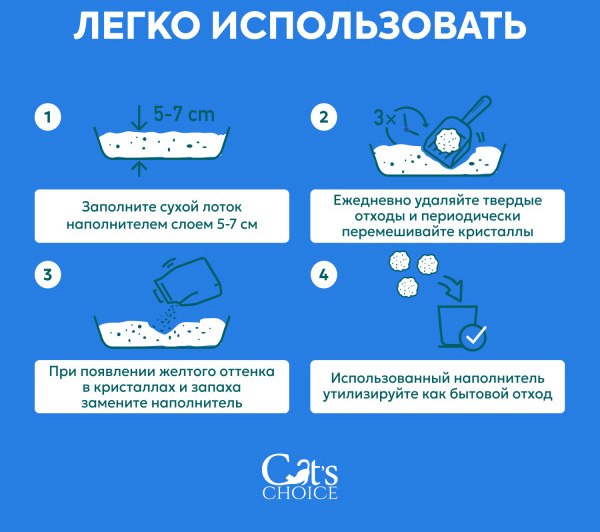 Наполнитель для туалета Cat's choice Впитывающий силикагелевый с синими гранулами (10л/4кг)