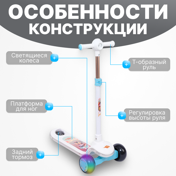 Самокат детский Ricos Flip JSCT23 (белый/голубой)