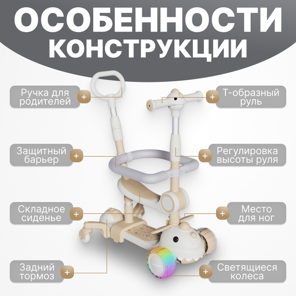 Самокат детский Ricos RexRide JSCB616 (бежевый)
