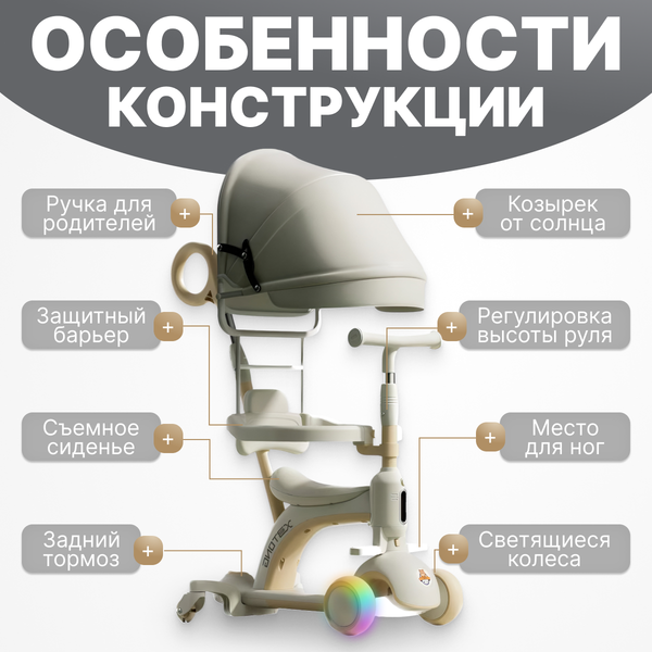 Самокат детский Ricos Crocs JSCN669 (бежевый)