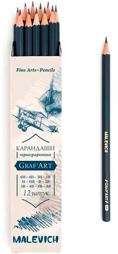 Набор простых карандашей Малевичъ GrafArt / 197905 (12шт) — фото 2