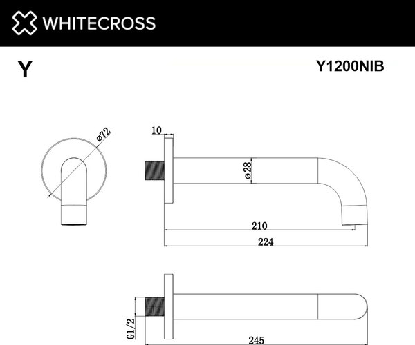Излив для верхнего душа Whitecross Y1200NIB (брашированный никель)
