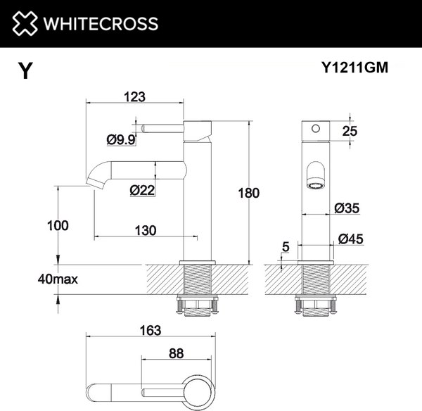 Смеситель Whitecross Y1211GM (оружейная сталь)