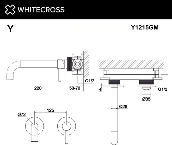 Смеситель Whitecross Y1215GM (оружейная сталь)