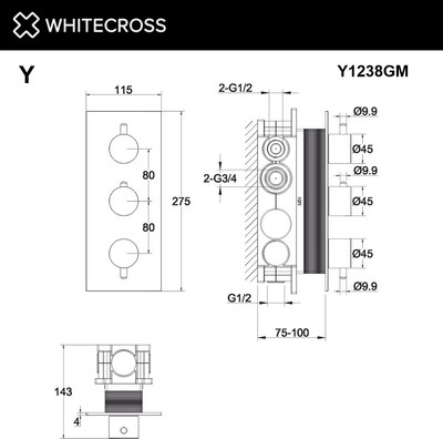 Смеситель Whitecross Y1238GM (оружейная сталь)