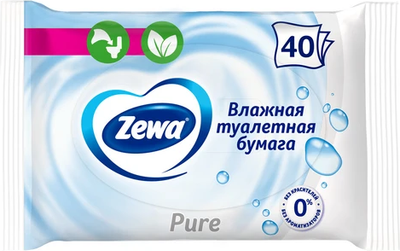 Влажная туалетная бумага Zewa Pure (40л) -