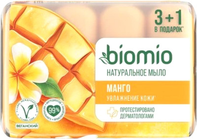 Набор мыла BioMio Bio-Soap Натуральное с баттером манго (4x75г) - 