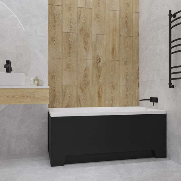 Ванна акриловая Lauter Estelle 120х70 / 21206020 (ножками и лицевым черным экраном)