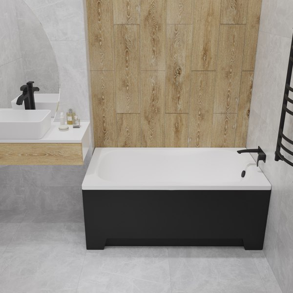 Ванна акриловая Lauter Estelle 120х70 / 21206020 (ножками, лицевым черным и торцевым экраном)