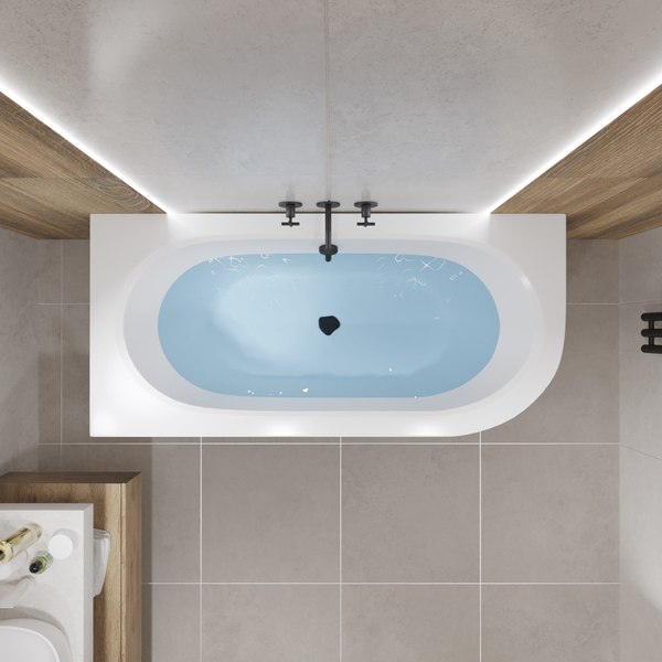 Ванна акриловая Lauter Bliss 160х75 L /  21201061L (с ножками и лицевым черным экраном)