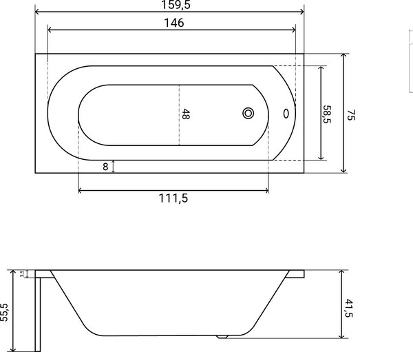 Ванна акриловая Lauter Haven 160x75 / 21202006 (с ножками)