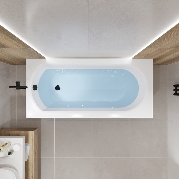 Ванна акриловая Lauter Haven 170x75 / 21202007 (с ножками, лицевым черным и торцевым экраном)