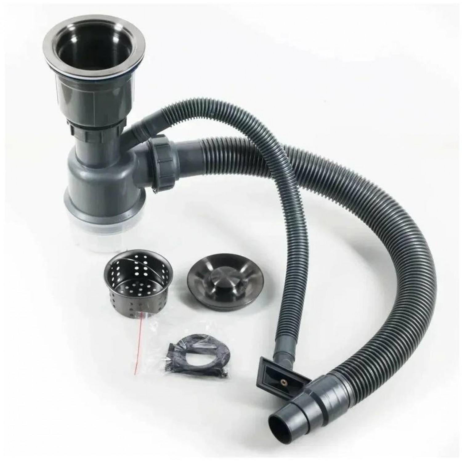 Мойка кухонная Schtoff Best Decor Silver 5050 + K-1 Black + SD-1 Silver (с коландером и дозатором) — фото 5