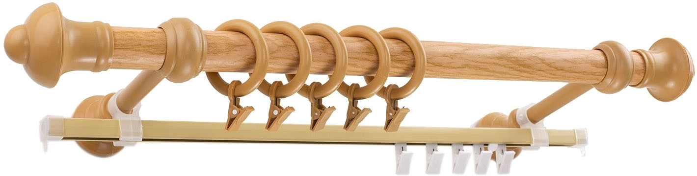 Карниз для штор Lm Decor МП, двухрядный (светлый дуб, 3.0м)