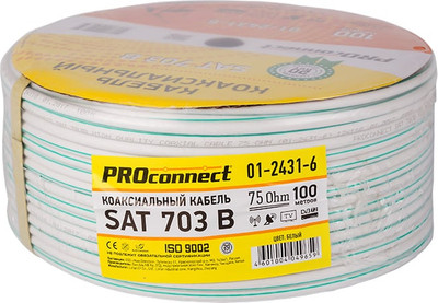 Кабель Rexant SAT 703B+CU-Al-Cu / 01-2431-6 (100м, белый) - 