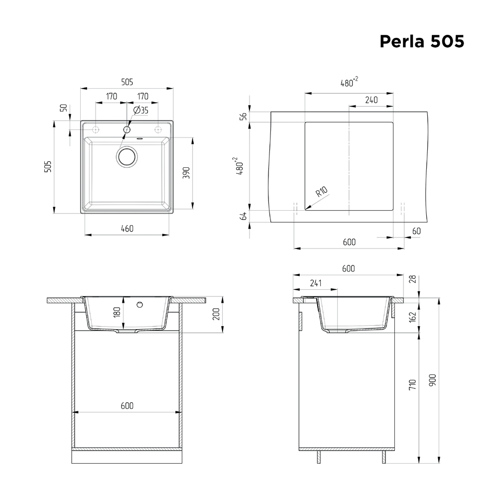 Мойка кухонная Maunfeld Perla 505 MFQS-505B (черный) — фото 3