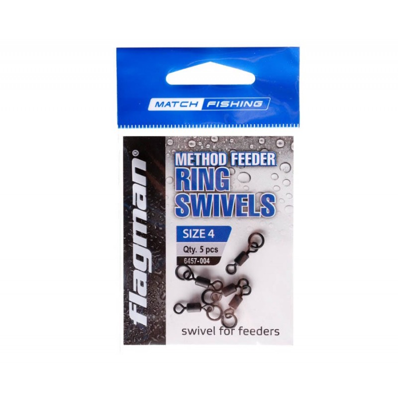 Набор вертлюгов рыболовных Flagman Fishing Flat Feeder Rings Swivels №4 / 6457-004 (5шт) — фото 2
