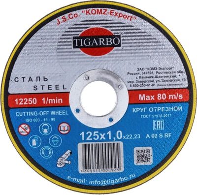 

Набор отрезных дисков, 125x1.0x22.23 / ТК-112510064.21