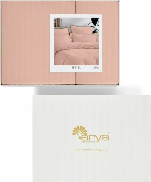 Комплект постельного белья Arya Vip Страйп Сатин 2сп (персиковый)