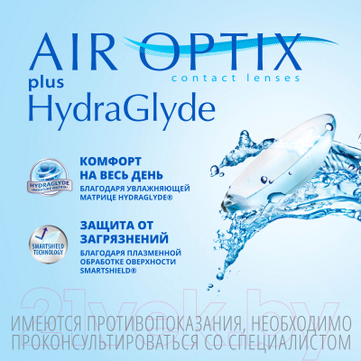 Контактная линза Air Optix HydraGlyde Sph-1.25 R8.6 D14.2