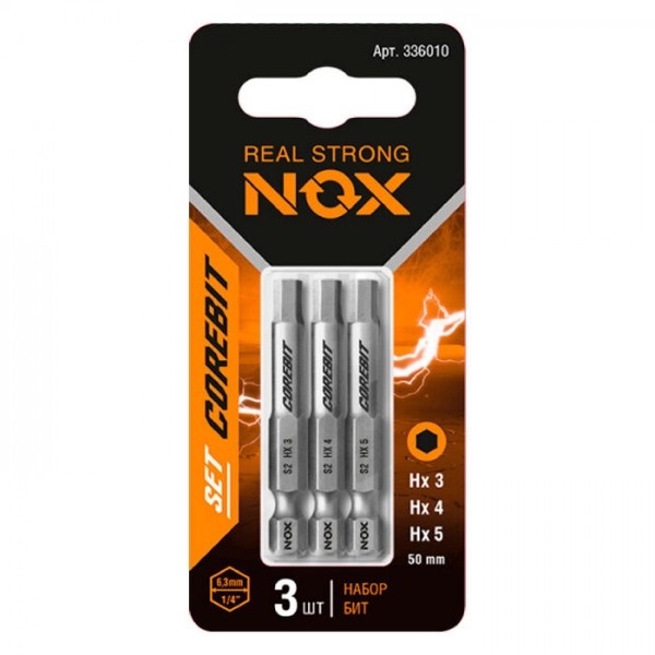 Набор бит Nox E6.3 Hex3.4.5-50 / 336010 (3шт)