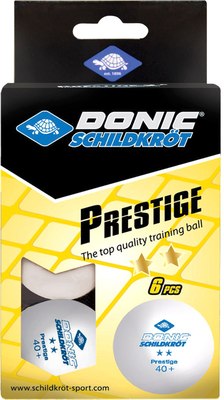 Набор мячей для настольного тенниса Donic Schildkrot Prestige 2 40+ / 658021 (6шт, белый) - 