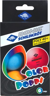 Набор мячей для настольного тенниса Donic Schildkrot Color Popps 40+ / 649015 (6шт, разноцветный) - 