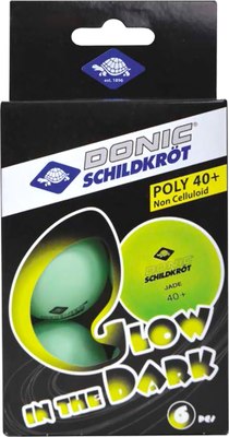 Набор мячей для настольного тенниса Donic Schildkrot Glow In The Dark 40+ / 608507 (6шт, зеленый) - 