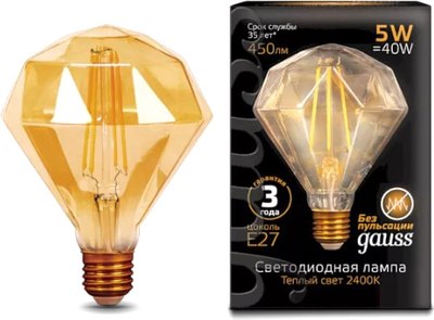 

Лампа, Filament Diamond 5W 450lm 2400К Е27 Golden LED / 147802005