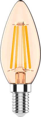 

Лампа, Basic Filament Свеча 3.8W 350lm 2400К Е14 Golden LED / 1037154